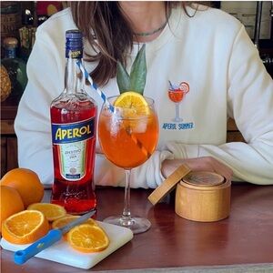 KIEL JAMES PATRICK Aperol Summer oversized Crewneck Sweatshirt in Cream